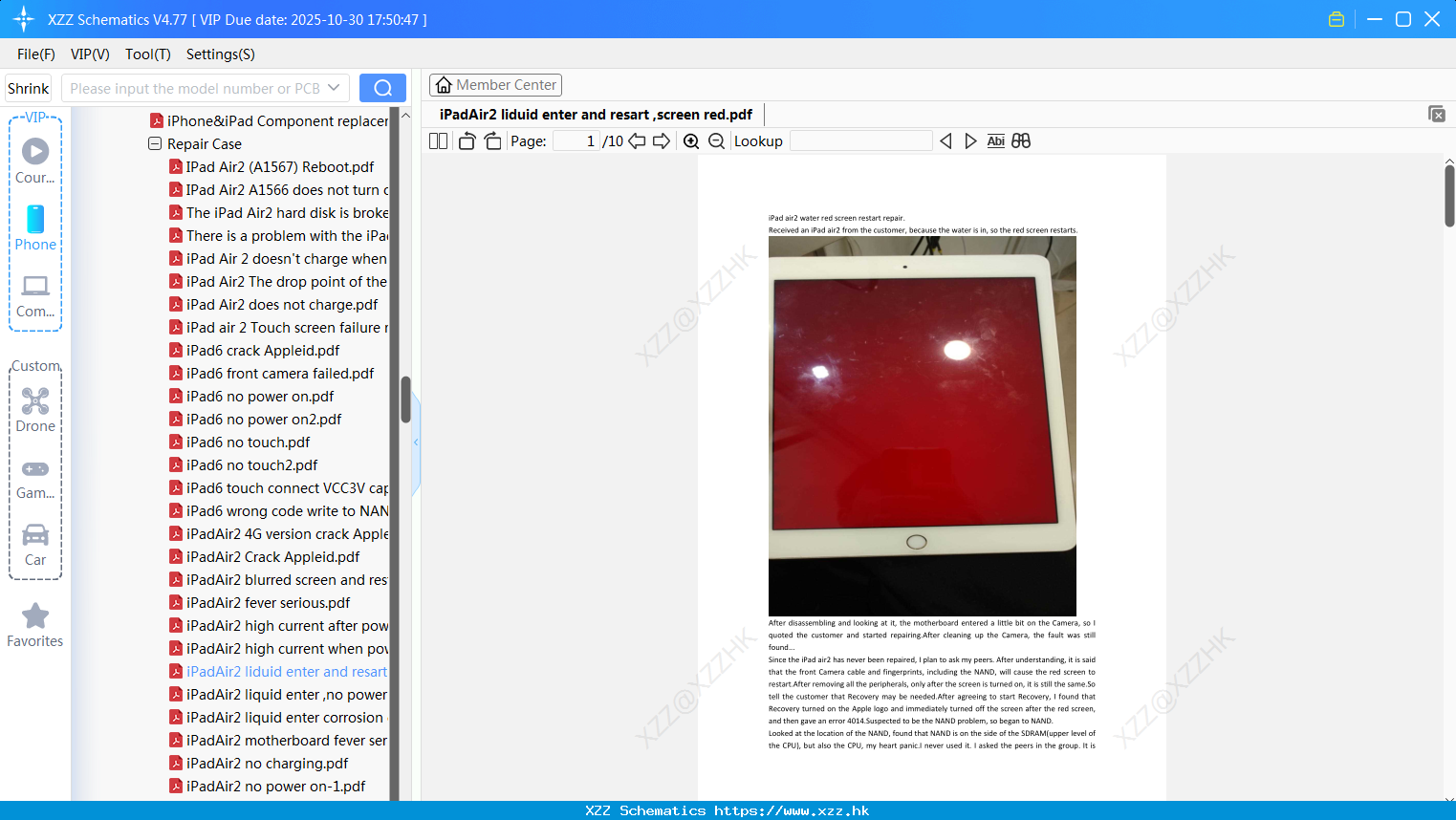 IPadAir2 Liduid Enter And Resart ,screen Red